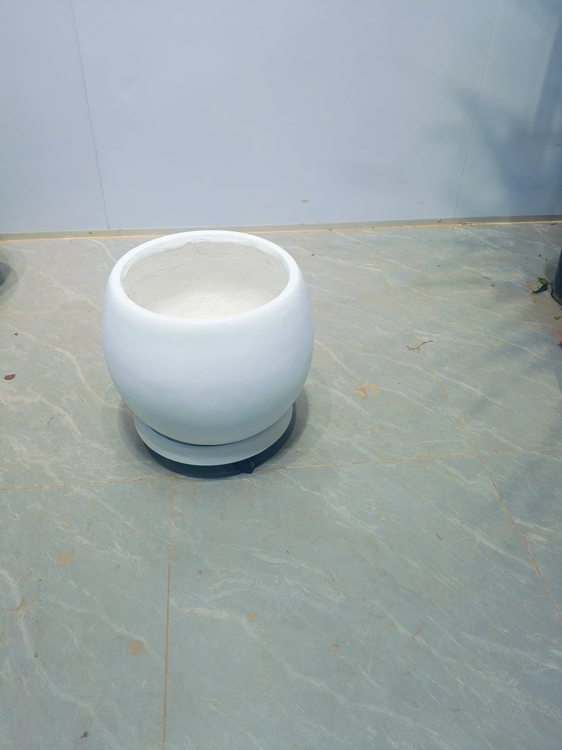 镁泥花盆圆球圆形花盆黑金刚橡皮树网红北欧绿植简约室内客厅