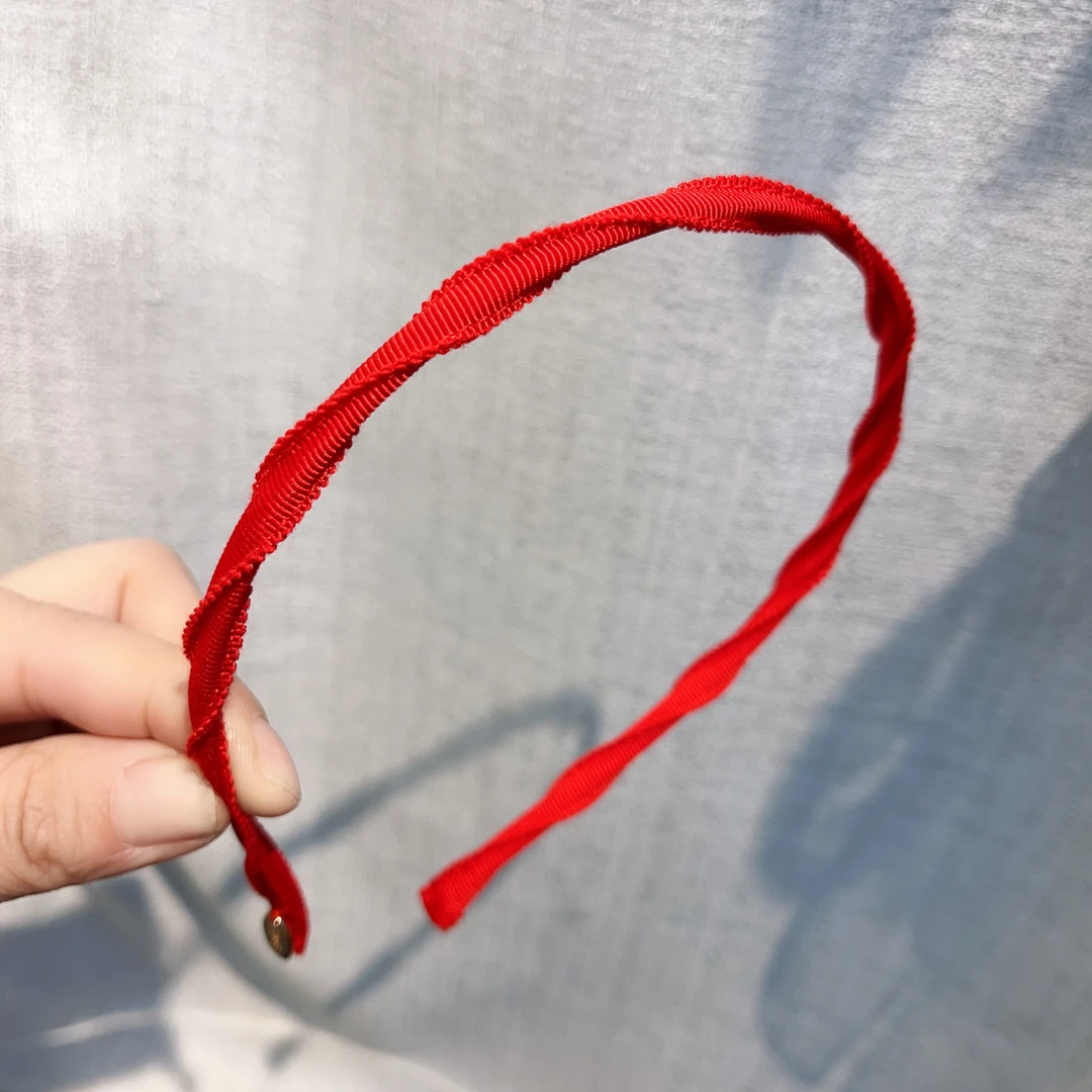 B166红色麻花劲细发箍