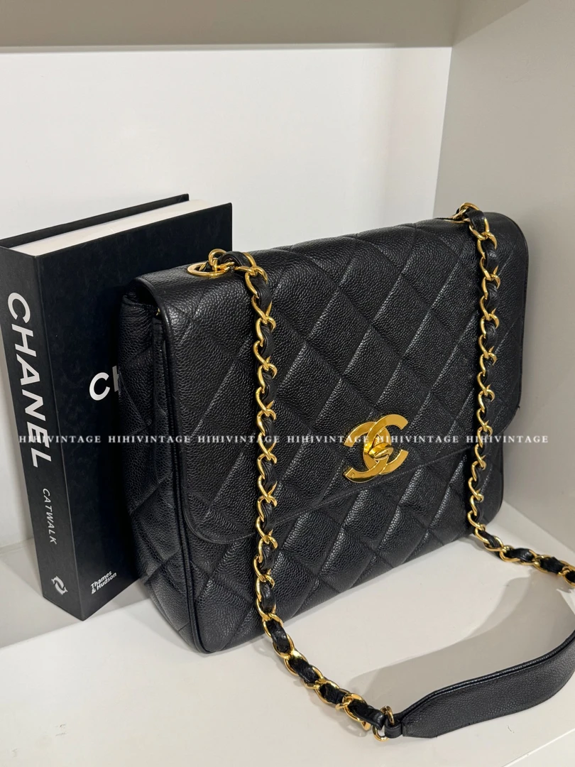 95新 Chanel/香奈儿  黑金贝嫂方胖子30 3开 二店