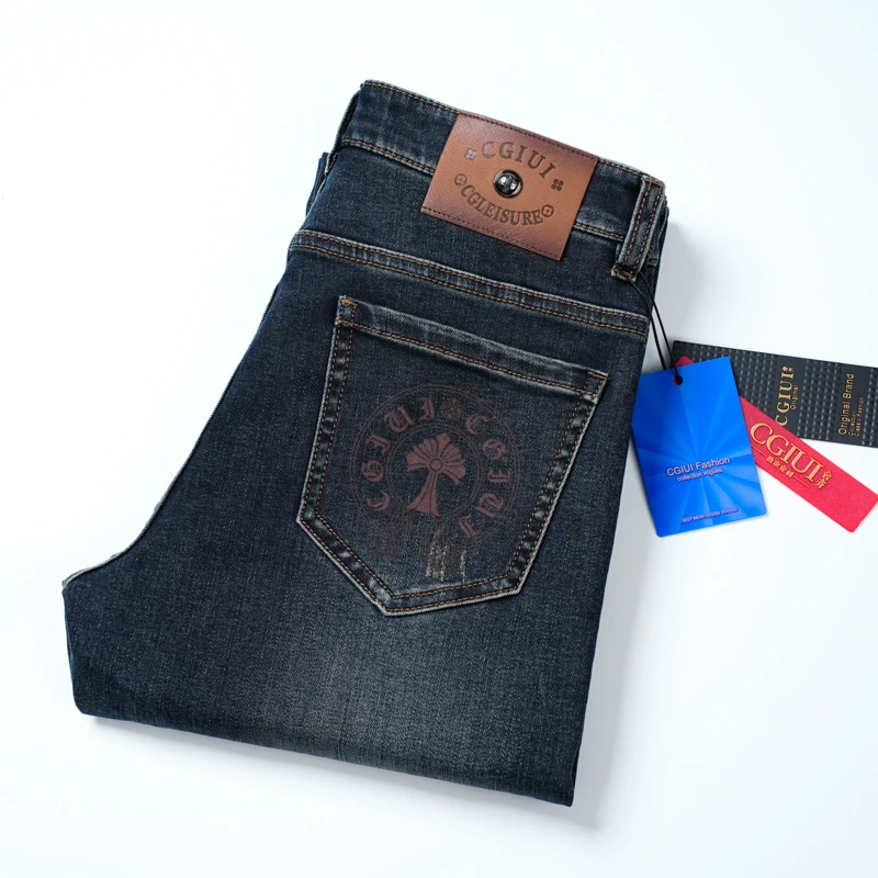 【CGIUI】秋冬新款怀旧港风修身小直筒百搭男士牛仔裤