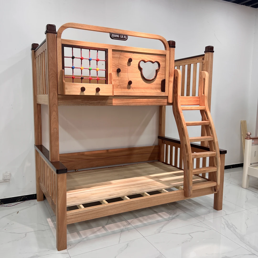 乐森城堡上下铺双人床2025最新款高低床上下床双层床全实木红檀木