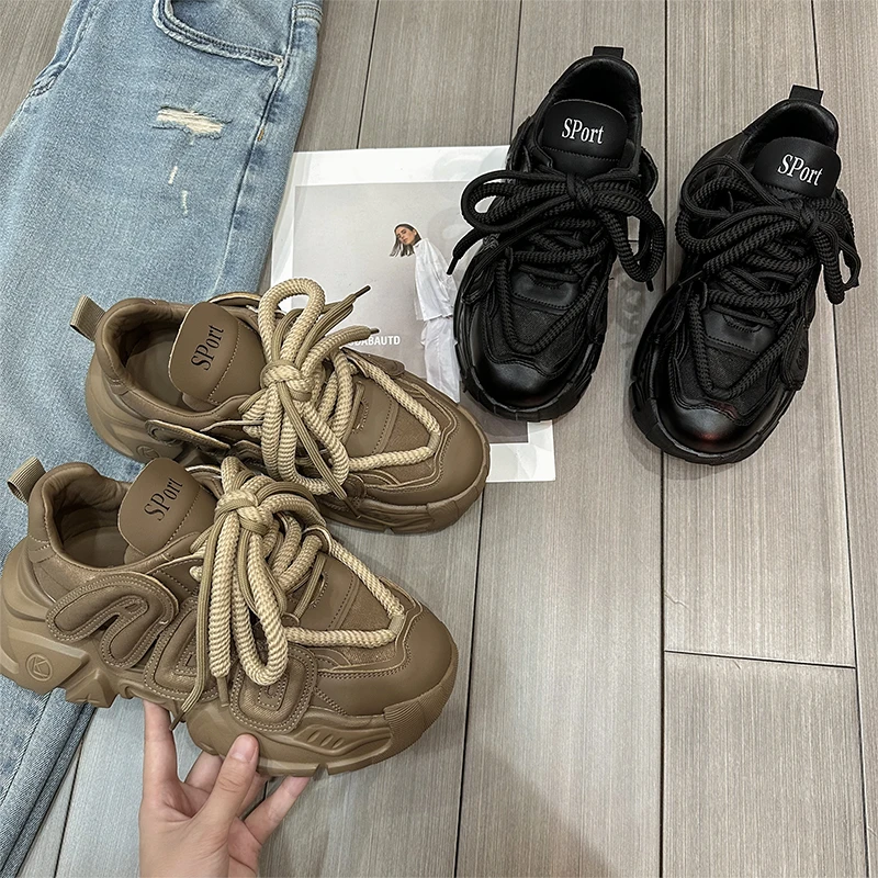 Z6607-7【珊Boss】秋季新款老爹鞋百搭厚底增高