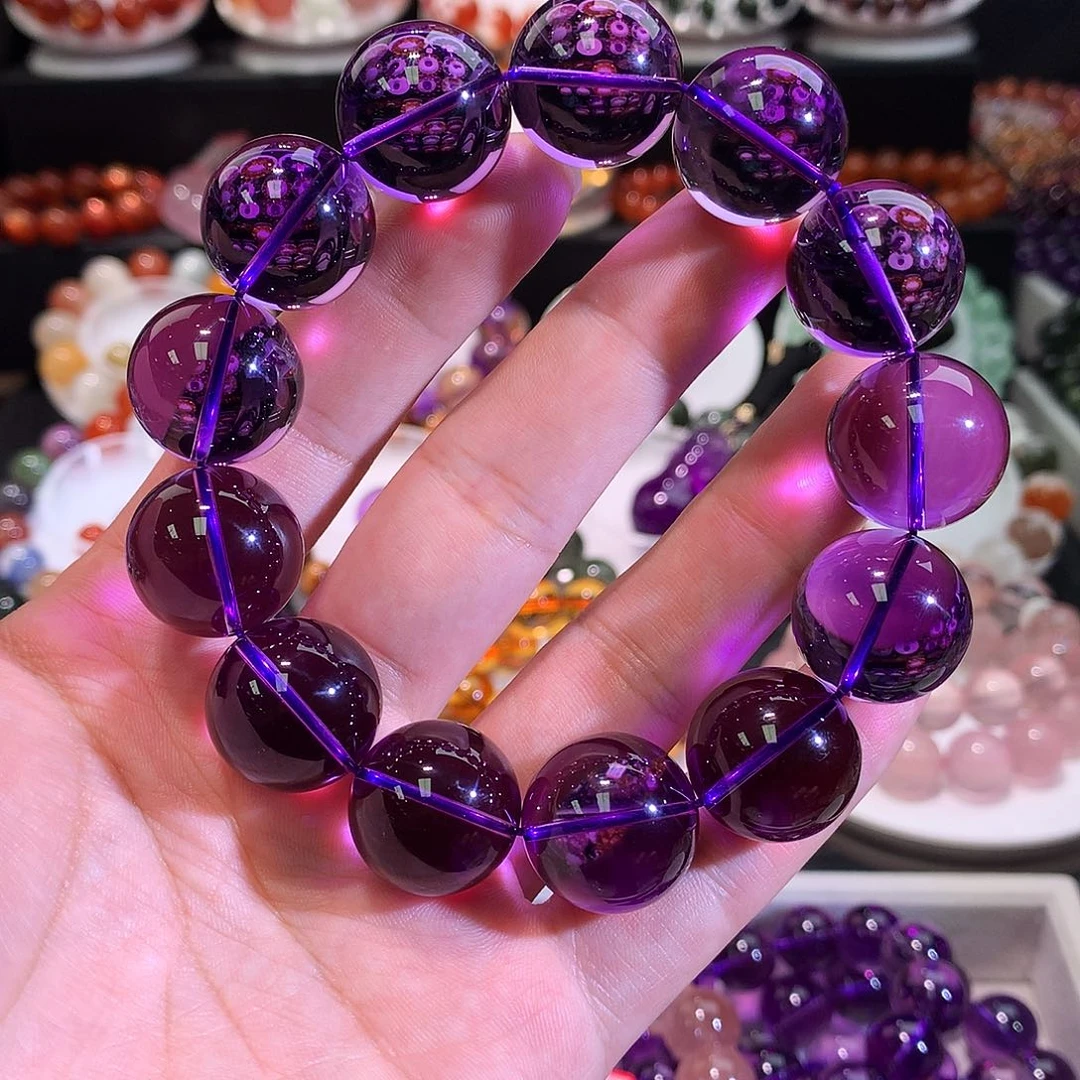 手链水晶未镶嵌巴西紫水晶深紫色18+