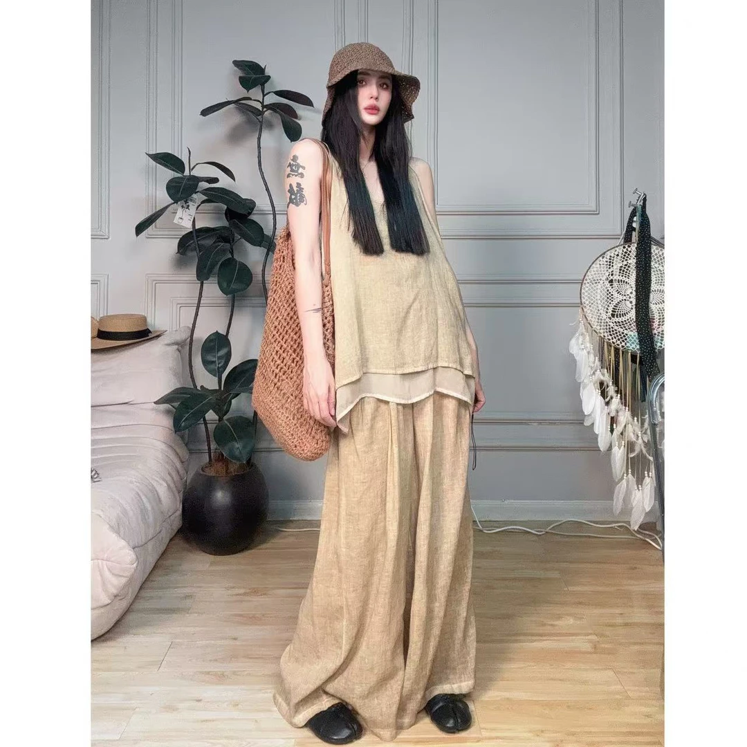 【买手店】亚麻吊带套装