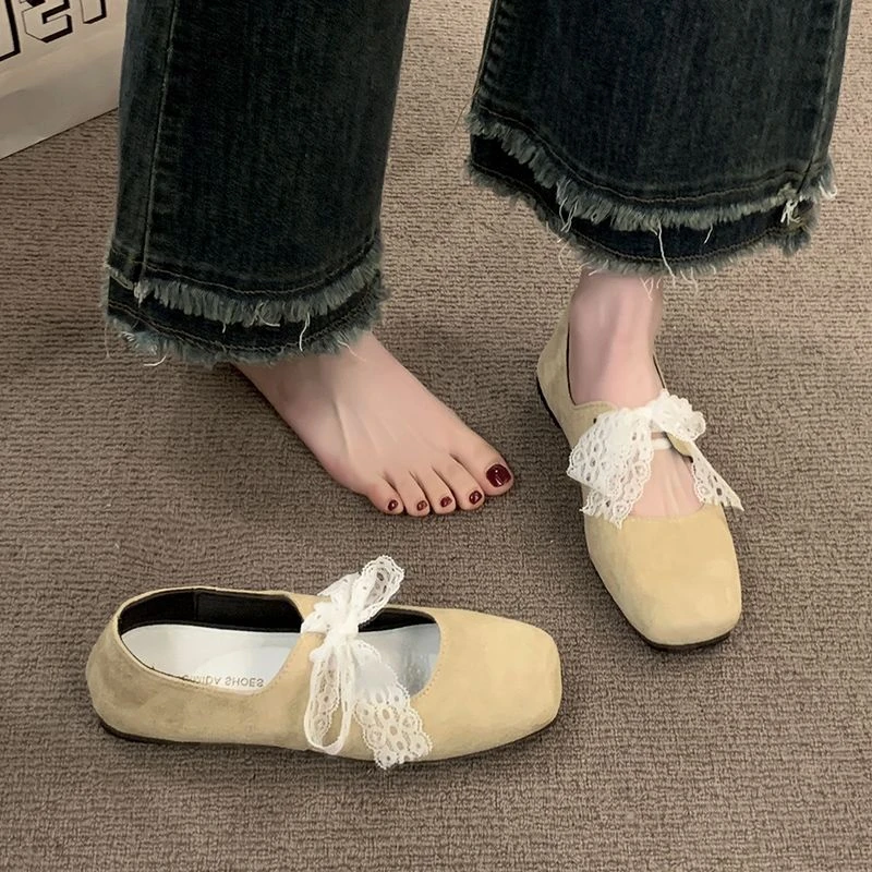 玛丽珍鞋2025春季仙女法式复古方头一字带蝴蝶结玛丽珍浅口单鞋女