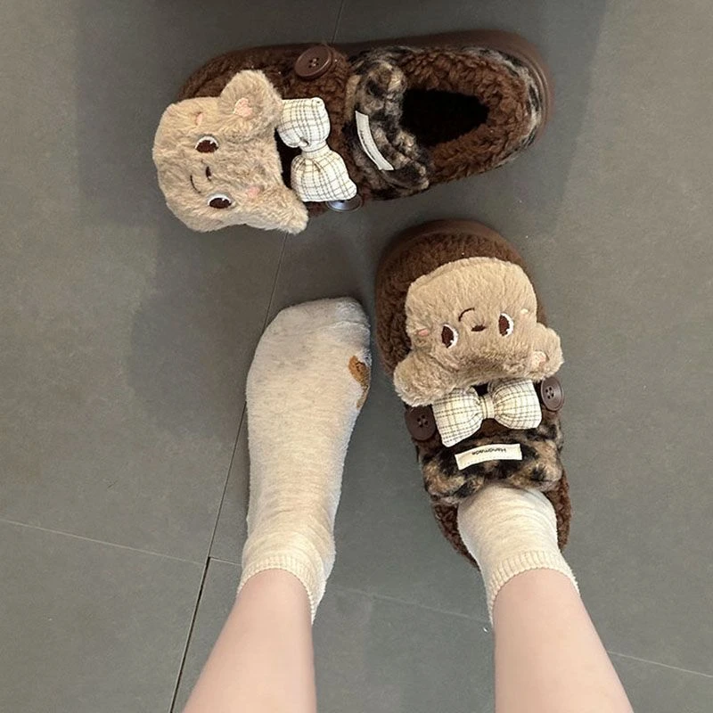 厚底东北大棉鞋玩偶毛毛棉鞋女2025冬季新款加绒保暖舒适毛毛棉鞋