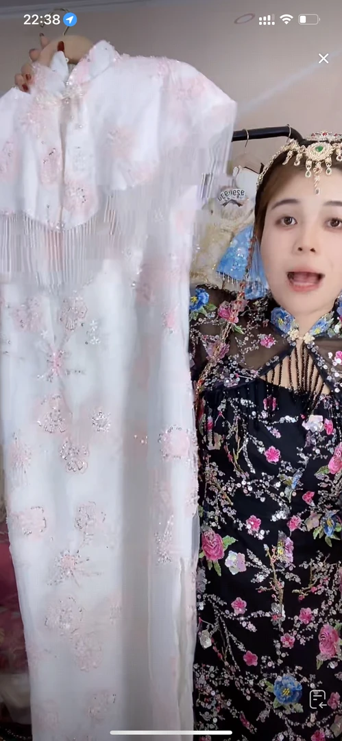 常规无袖低开衩植物花卉日常旗袍印花中式复古清凉感