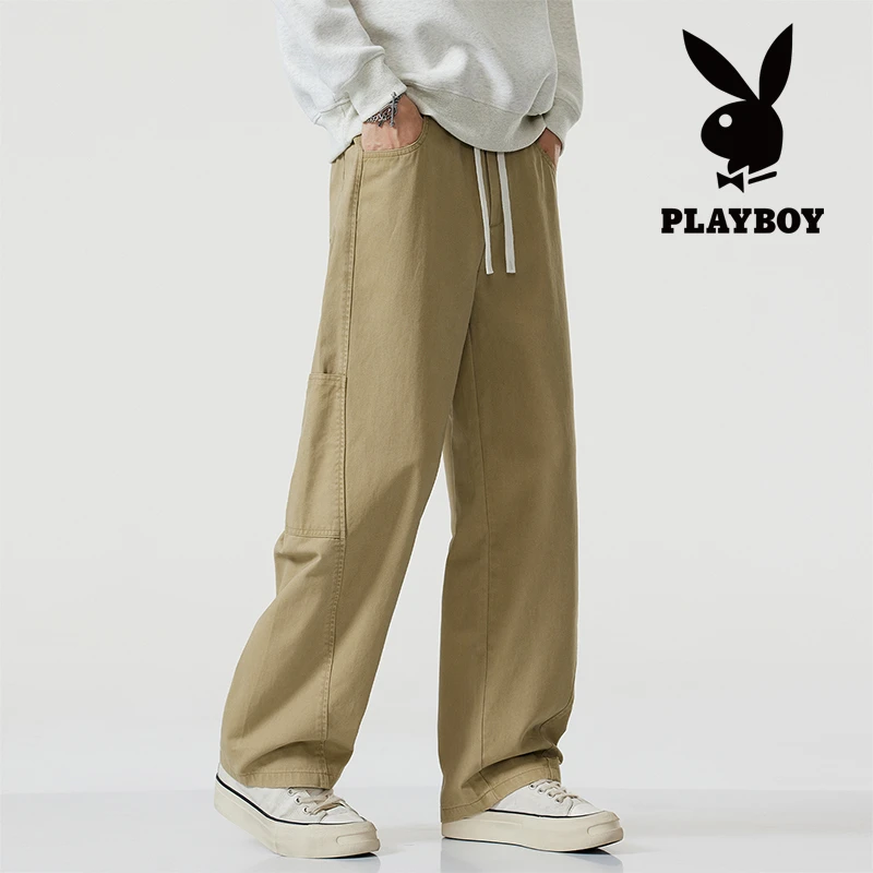 PLAYBOY/花花公子2025秋季纯棉工装裤男士休闲裤日系宽松直通裤