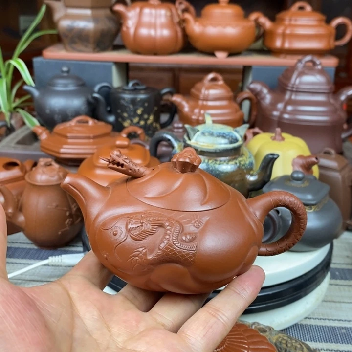 茶壶紫砂鱼化龙200-260cc原矿朱泥特价