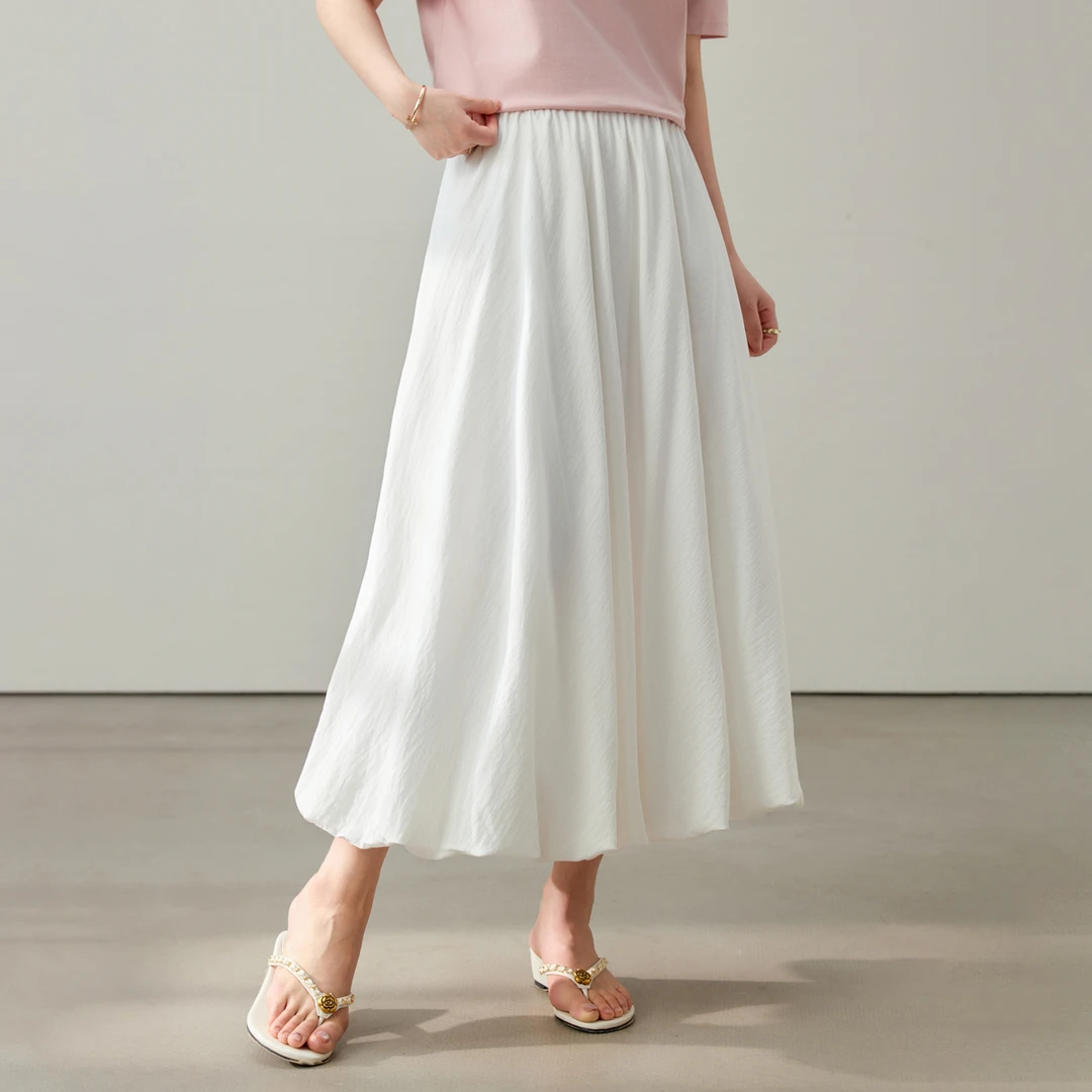 【优雅减龄洋气】纤莉秀W大码女装温柔舒适松紧腰显瘦半身裙QK2388