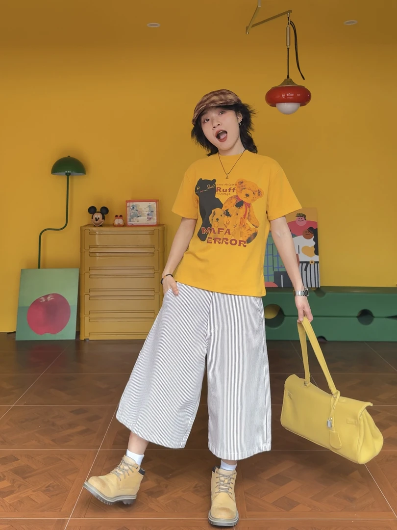 夏末断码福利（条纹七分裤）美式复古刺绣洗水夏季七分裤牛仔裤