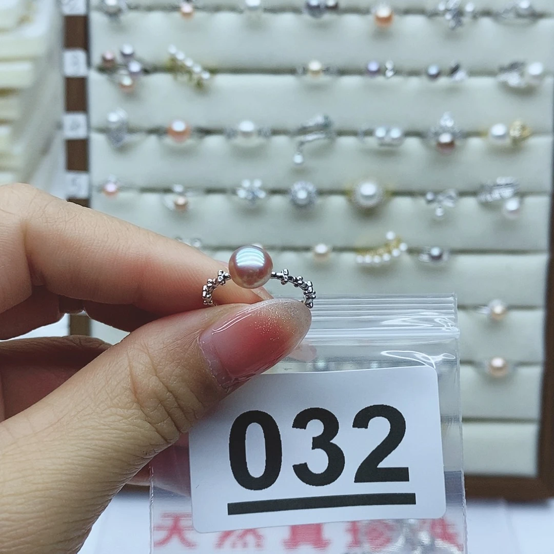 淡水珍珠戒指银S925镶嵌啥***?032