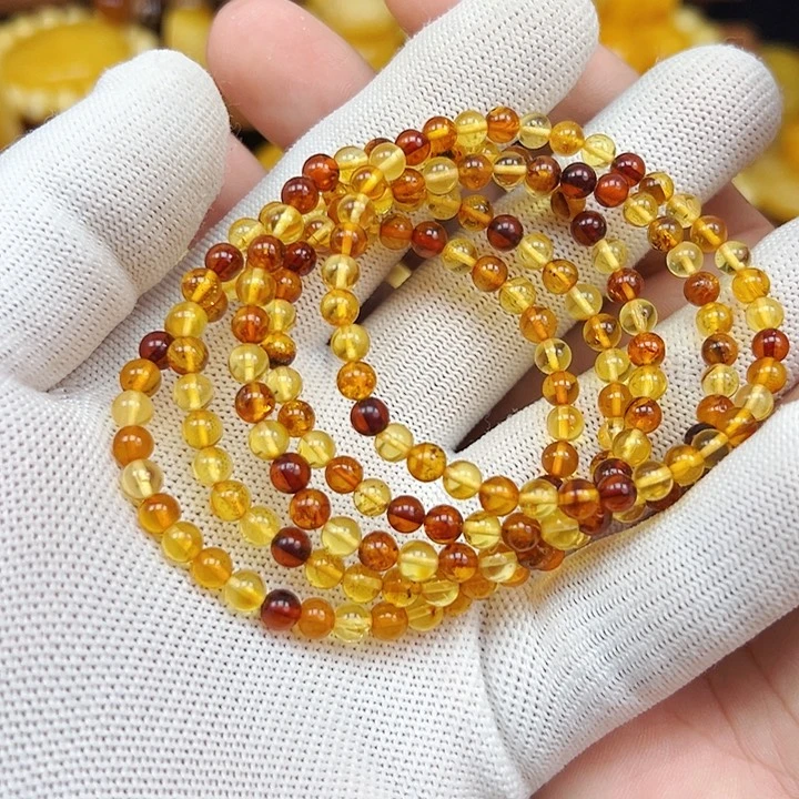 琥珀未镶嵌珠宝奇石单圈5mm，随机发货，福利