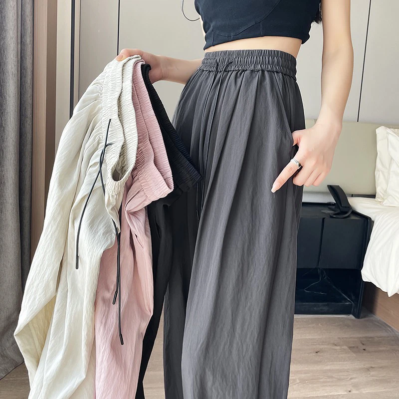 山本裤女夏季薄款垂感松弛感慵懒高腰直筒小个子阔腿裤子