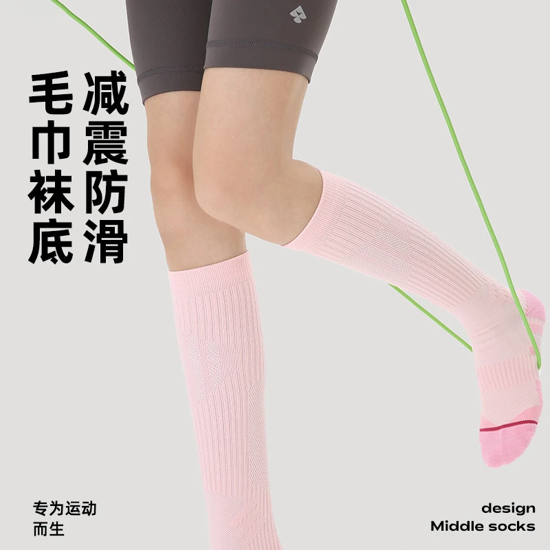 运动袜跑步Renaissance 压力袜女式压缩健身跳绳马拉松长筒小腿祙