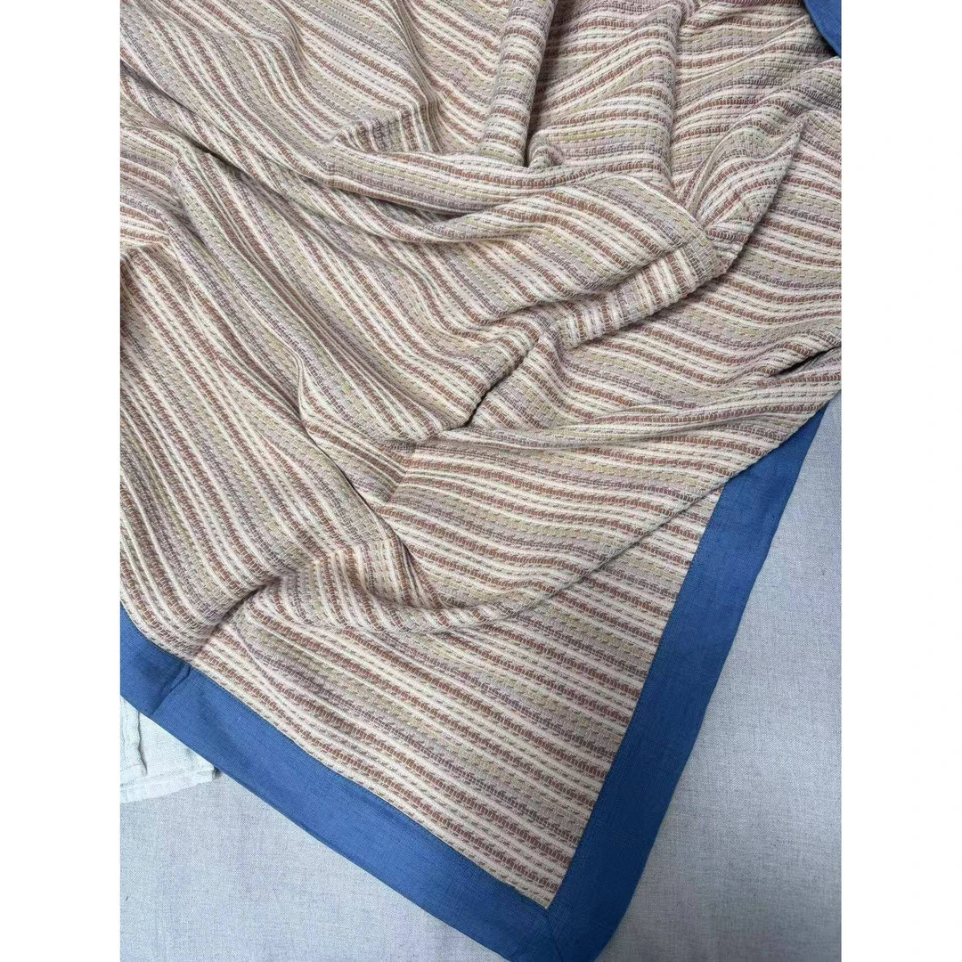 《梨花雨》汉麻雨露麻重工编织立体提花叉角工艺毯子