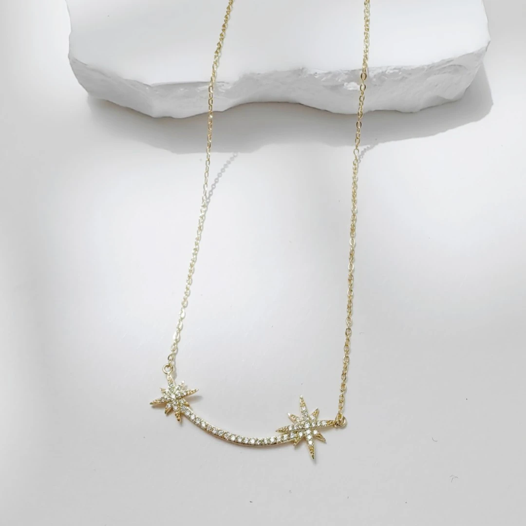 铜合金项链 EH1144芒星微笑项链-T