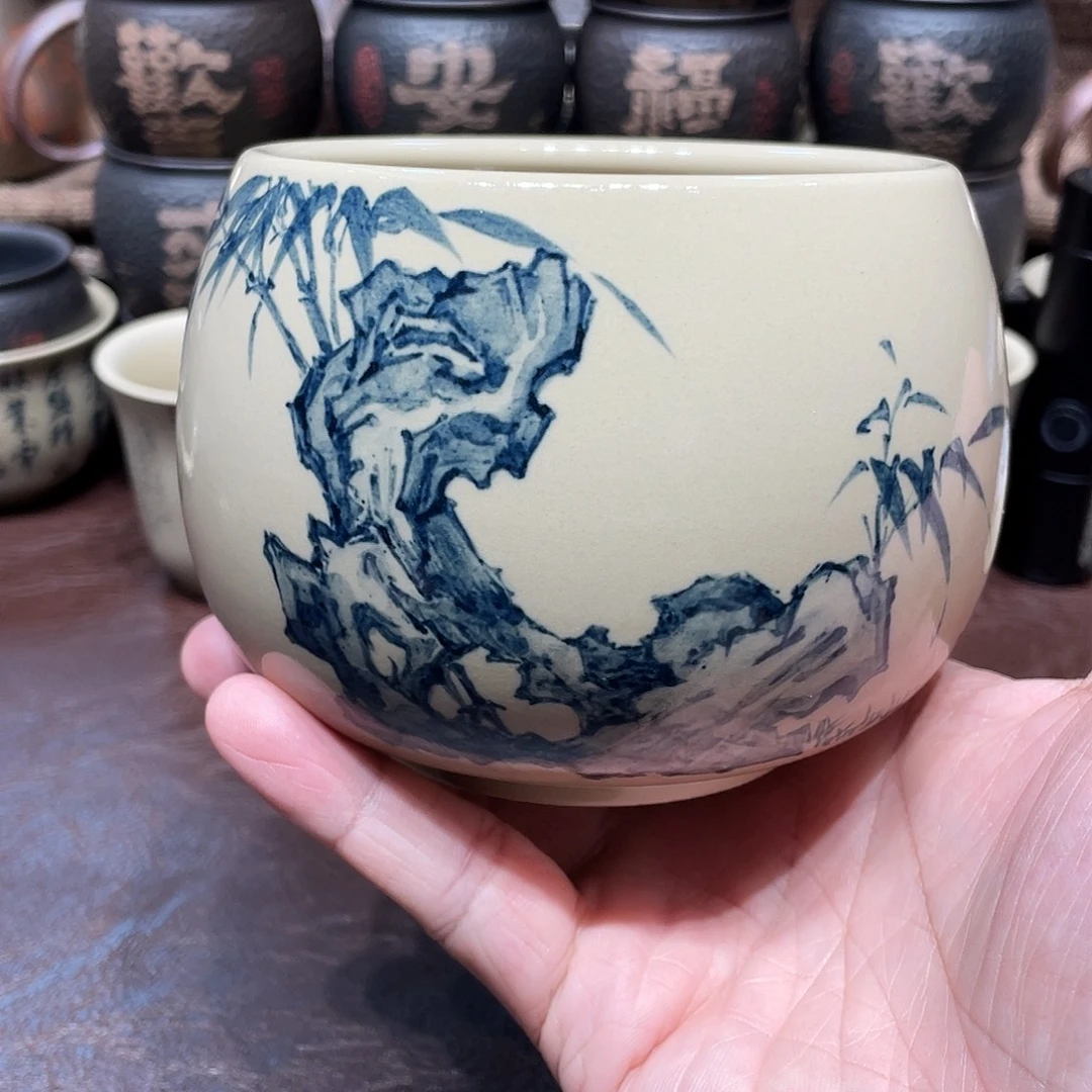 泥塑水盂寿山石竹子500毫升
