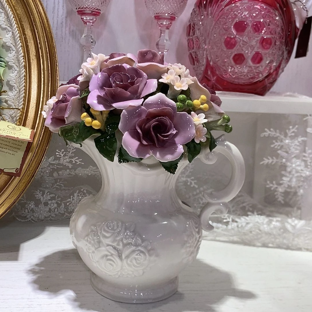 摆件0146骨瓷玫瑰花花瓶礼盒装