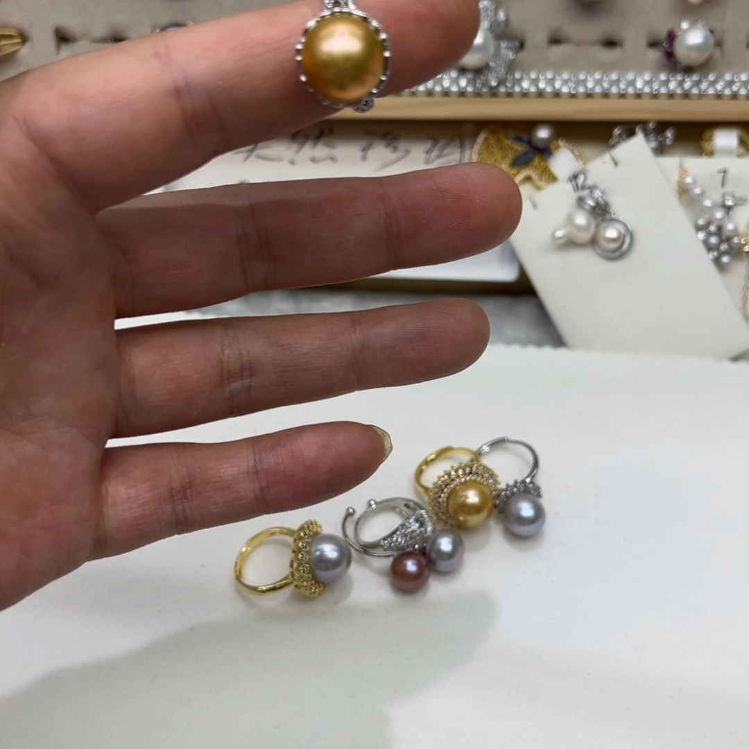 合金戒指淡水珍珠
