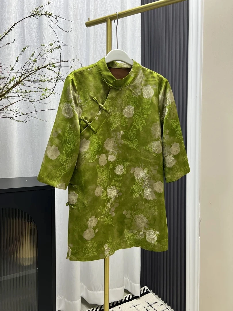 送君茉莉新中式国风上衣立领斜襟上衣