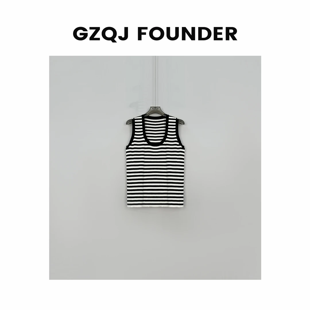 GZQJ【极简主义】设计感条纹无袖百搭背心吊带女夏季打底衫2219
