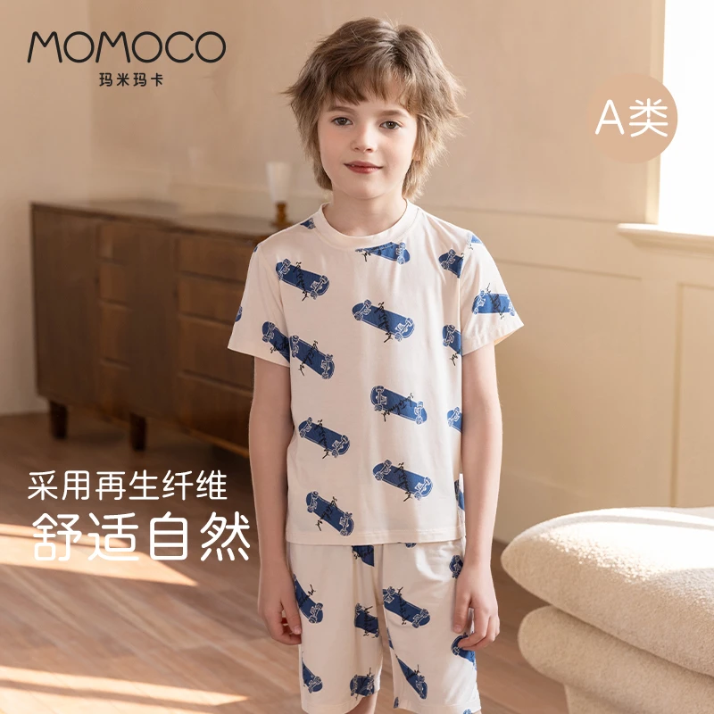 MOMOCO/玛米玛卡儿童家居服套装短袖男童宝宝薄款夏季舒适卡通