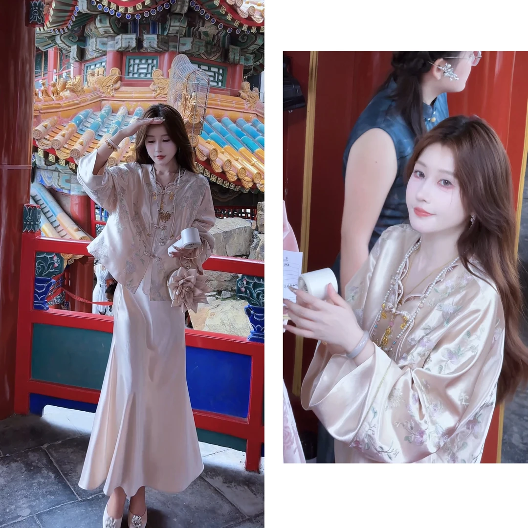 【婷婷】《水仙》特别领口 光泽感刺绣外套装 TTH2SQ763【Q】