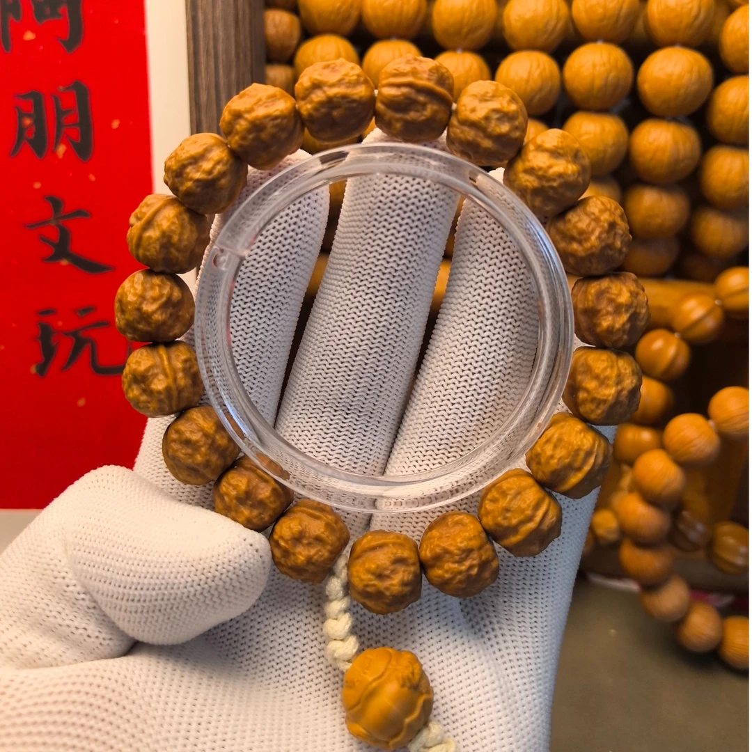 阿朋文玩【蟾宗】猴头手串雕刻核桃金蟾蛤蟆头全品无瑕13+无泡药