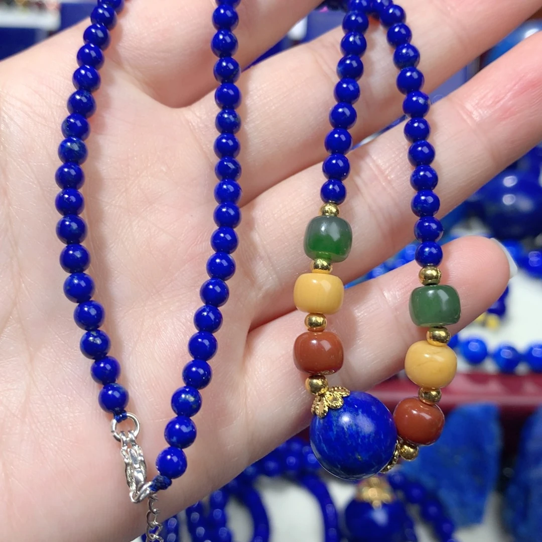 青金石未镶嵌4m项链定制