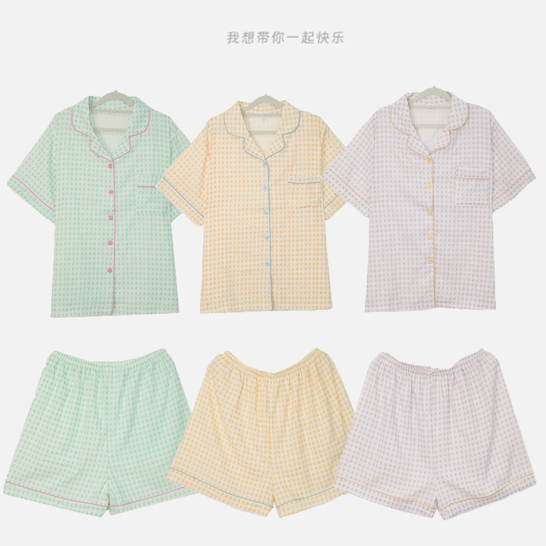 码乖乖大码宽松睡衣女夏季可爱甜美减龄短袖短裤可外穿家居服6002