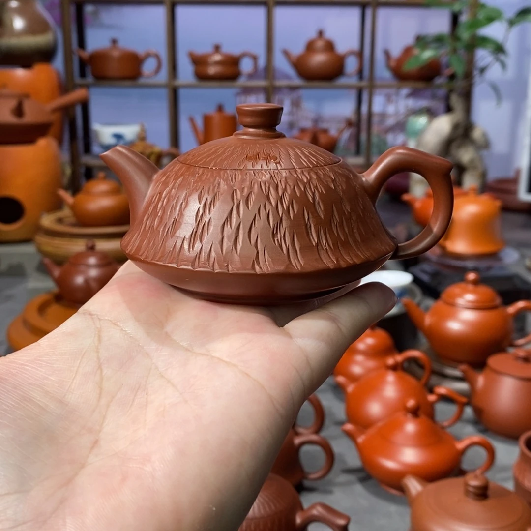 茶壶朱泥章淑煌朱泥跳刀扁钟100cc