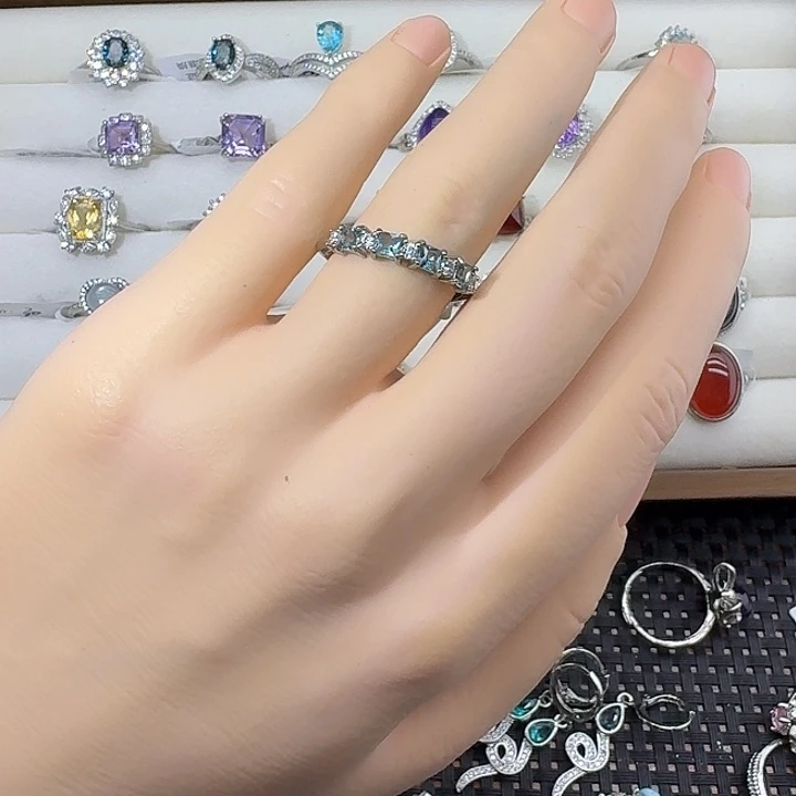 托帕石戒指银S925镶嵌