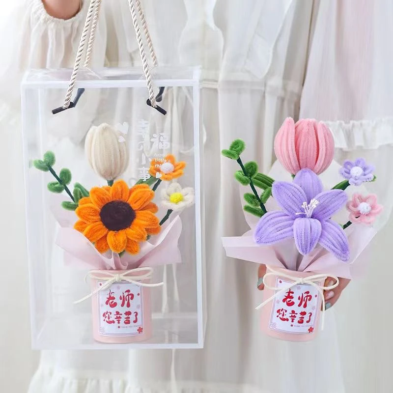 教师节礼物扭扭向日葵老师圆桶成品花艺包装花束手工创意送人