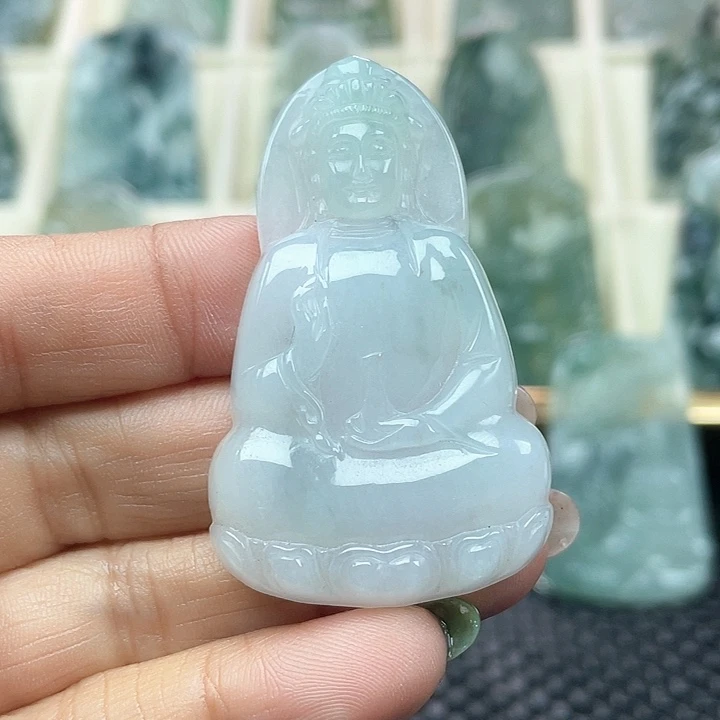 颈饰未镶嵌翡翠天然缅甸翡翠A货观音