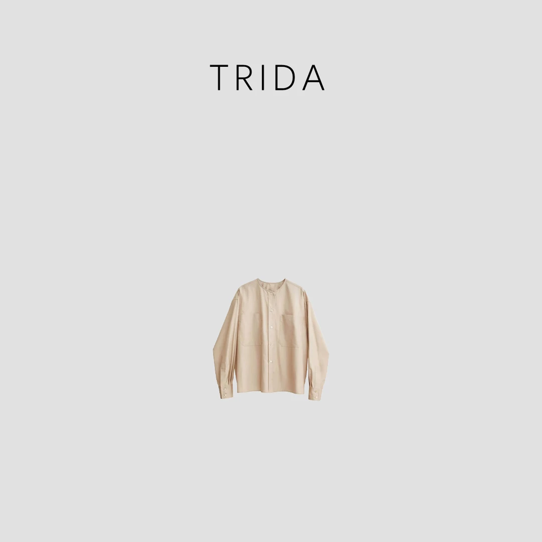 【Trida】进口优质莱赛尔天丝多色圆领中式双贴袋衬衫5287LL