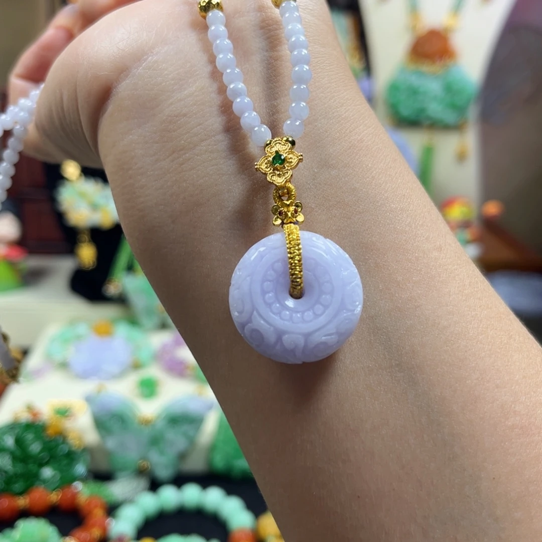 翡翠未镶嵌吊坠(赠链)平安扣