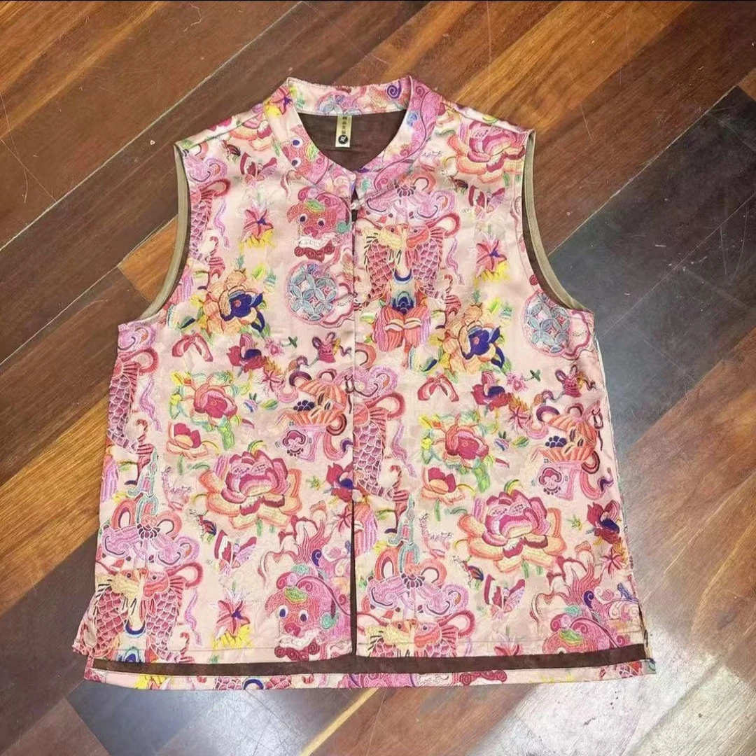 2170国潮中式复古提花印花立领马甲坎肩