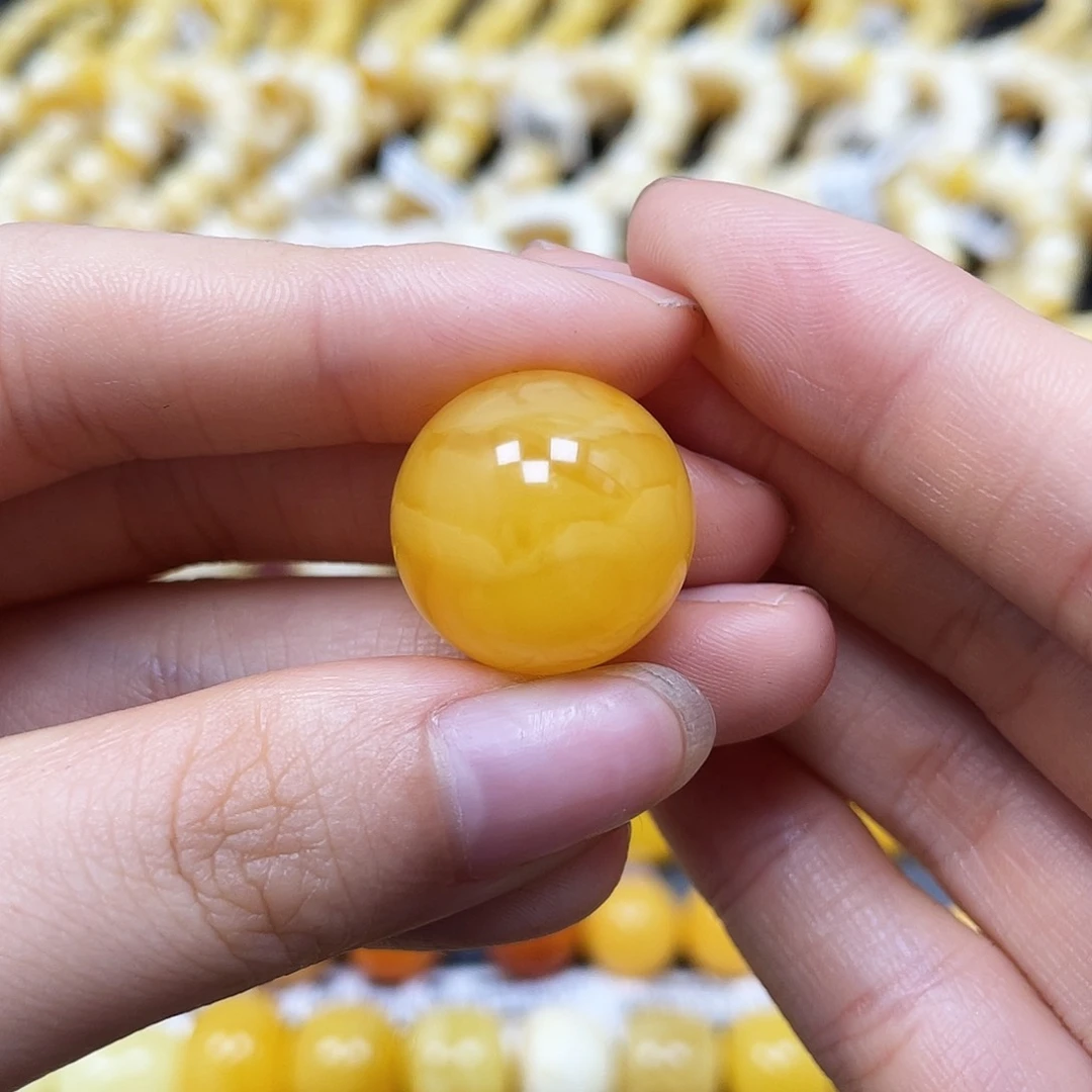 未镶嵌蜜蜡裸石沁色圆珠18.6mm