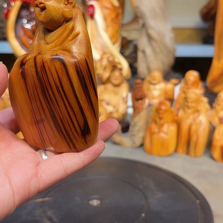 柏木太行崖柏弥勒佛摆件