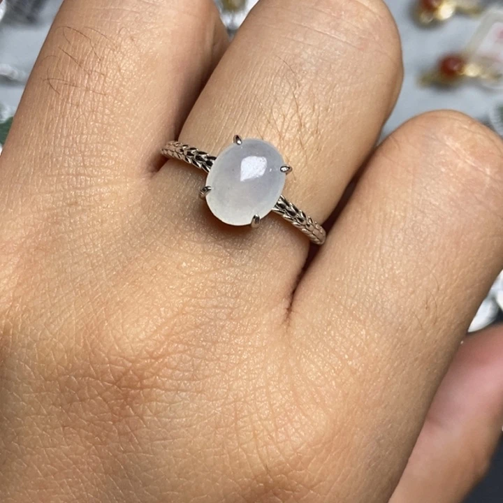 翡翠戒指银S925镶嵌戒指