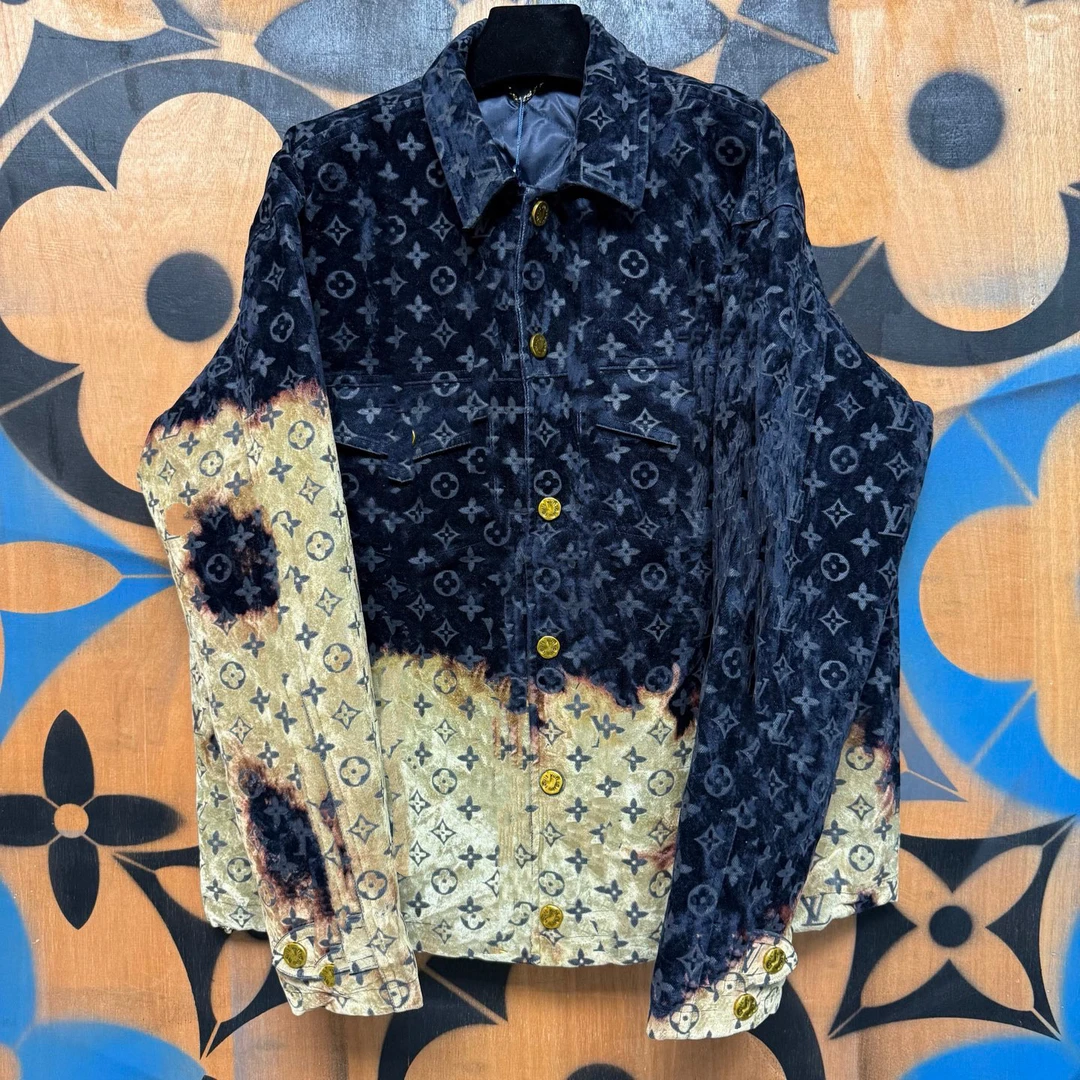 老登火烧云植绒牛仔棉服