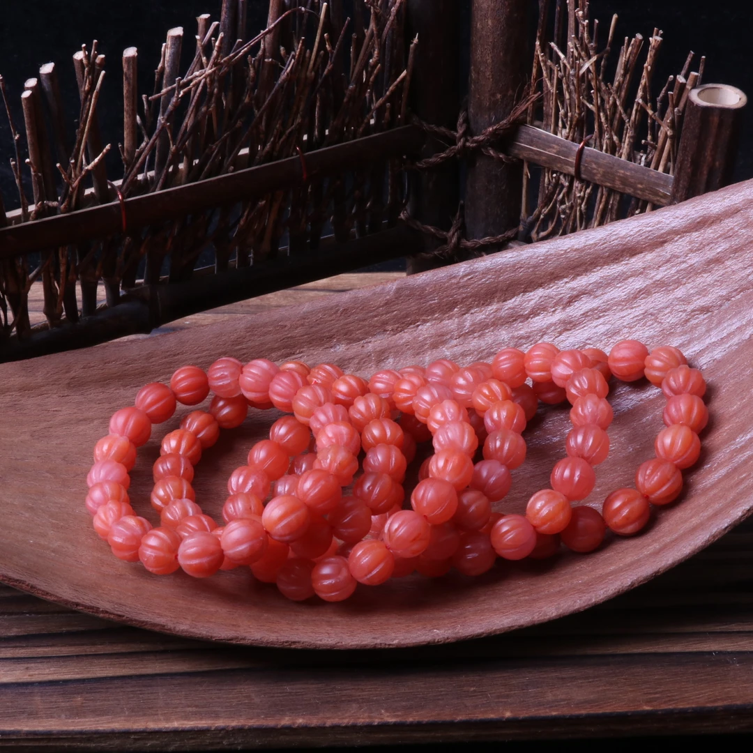 南红玛瑙10mm左右瓜珠单圈手串n849（多样性发其一）