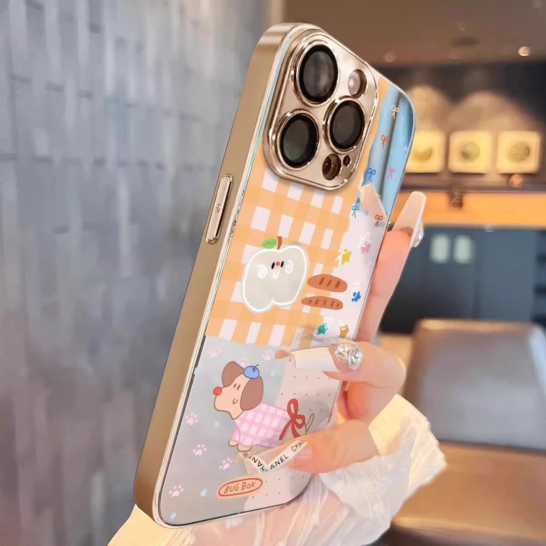 小狗面包适用苹果16promax手机壳电镀iphone15promax保护壳14卡通