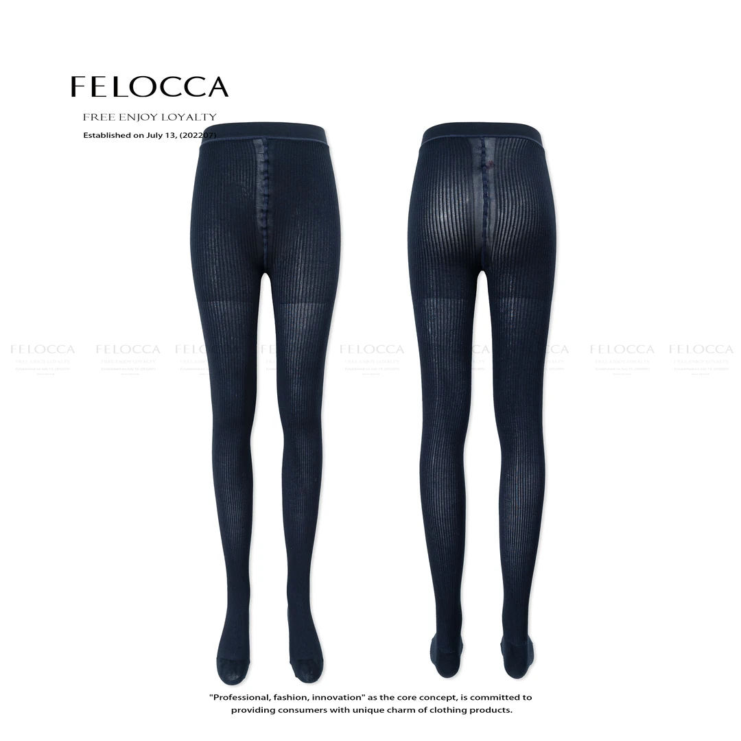 【FELOCCA】弹力竖条纹显瘦修身外穿连脚打底裤袜NYN-6016