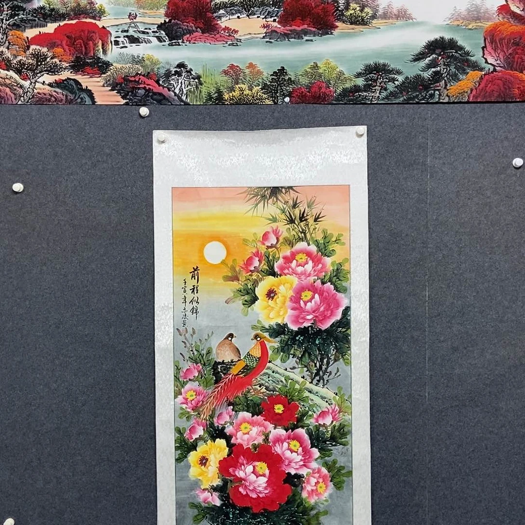 国画四尺花鸟一副