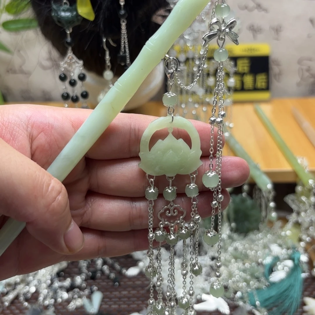 蛇纹石玉合金发饰