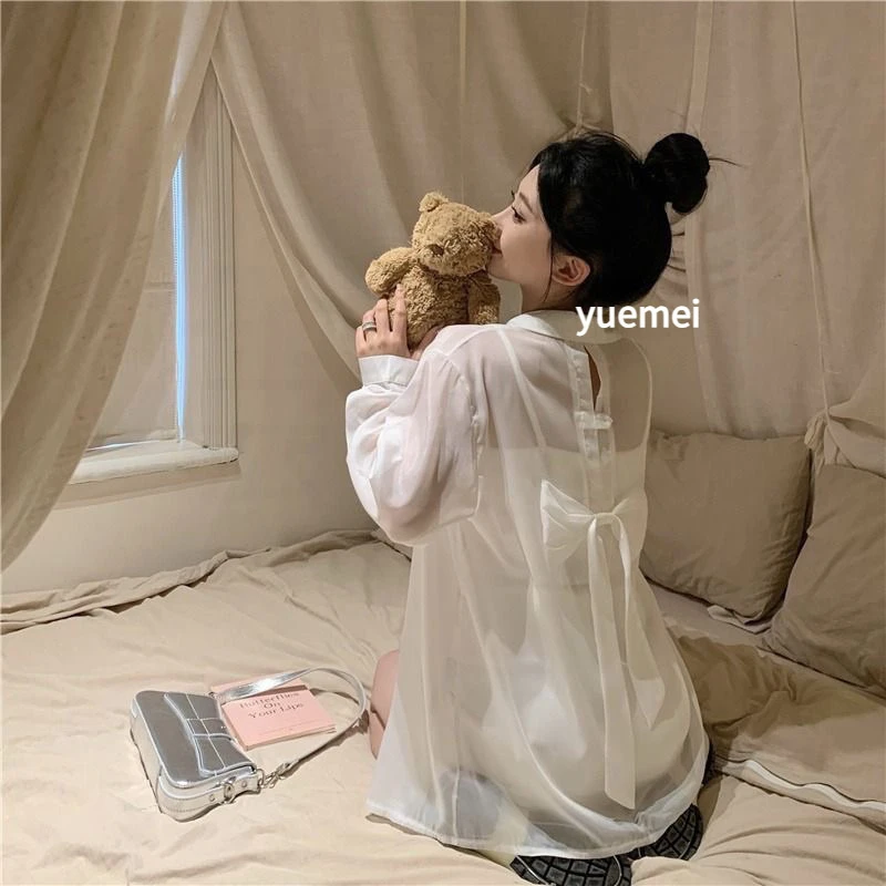 2025年新款《品质》【店铺热销】新款漂亮衬衫白色上衣夏季法式蝴蝶结