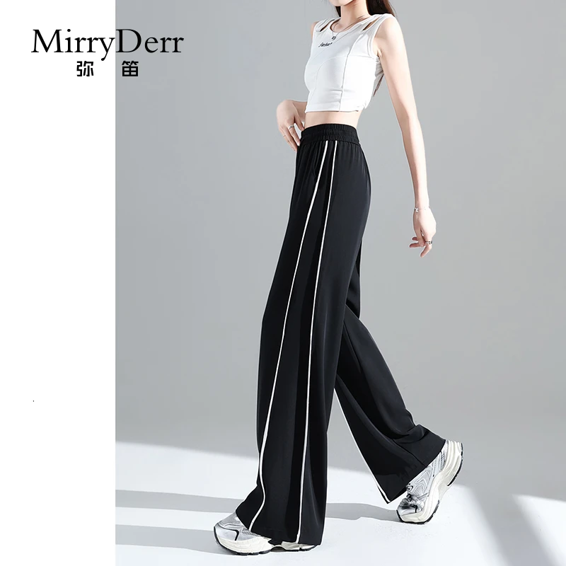 MirryDerr/弥笛冰丝西装阔腿裤女2025夏季薄款高腰垂感休闲直筒裤