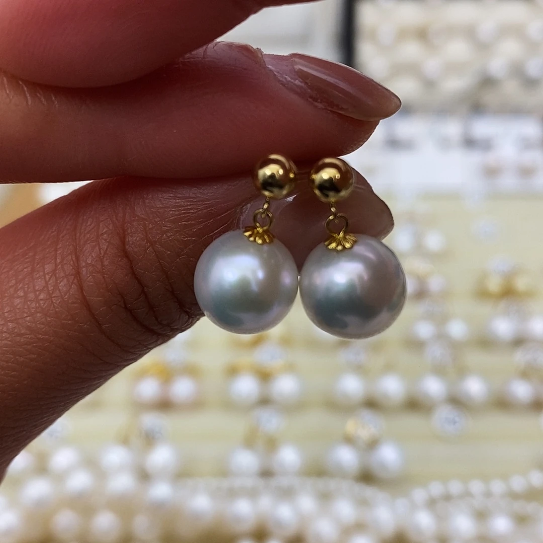 淡水珍珠耳饰18K金镶嵌